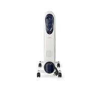 Élément chauffant mobile chauffage au mazout Radiateur chauffant à rouleaux, thermostat de protection contre les déclenchements, blanc, 800/1200/2000 watts, LxHxP 24x62x39 cm, Nedis HTOI30WT9