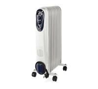 Élément chauffant mobile chauffage au mazout Radiateur chauffant à rouleaux, thermostat de protection contre les déclenchements, blanc, 800/1200/2000 watts, LxHxP 24x62x39 cm, Nedis HTOI30WT9