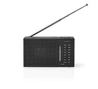 Nedis Radio FM RDFM1200BK – Portable AM/FM 1.5 W Analogique Alimentée par Pile Noir