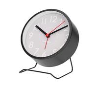 Nedis Réveil Analogique Design Rond avec Pied en Métal et Fonction Snooze Noir