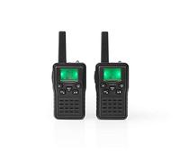 NEDIS Set de Talkie-Walkie - 2 combinés - Jusqu'à 10 km - Canaux de fréquence: 8 - PTT/VOX - Jusqu'à 6 Heures - Base de Charge Incluse - Sortie Casque - Noir