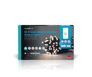 Nedis SmartLife - LED Décorative - Corde - Blanc Chaud à Frais - 50 LED's - Intérieur et Extérieur - 7 Motifs de Mouvement - 5 m - Android/IOS