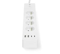 CONECTICPLUS Multiprise connectée 4 prises FR et 2 prises USB / 2 prises USB-C PD3.0 20W - 2m blanche