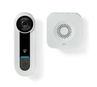 Nedis, sonnette de porte WLAN 1536p IPX6 - avec carillon & caméra grand angle, blanc / noir