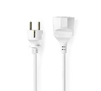Nedis Strom-Verlängerungskabel - Schutzkontaktstecker - Schutzkontaktsbuchse - Gerade - Gerade - Vernickelt - 10.0 m - Rund - Weiss - Shrink Pack