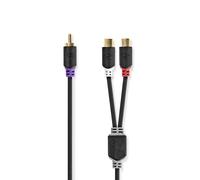 - Répartiteur audio - RCA mâle pour RCA femelle - 20 cm - anthracite - rond