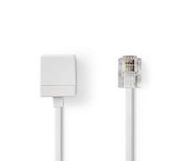 Nedis Rallonge de câble de télécommunication TCGP90205WT100 RJ11 mâle - RJ11 femelle 10 m plat blanc