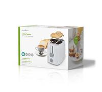 Nedis Toaster - 2 tranches de pain - 2 fentes - brunissage : 7 - fonction décongélation - support à petits pains - blanc