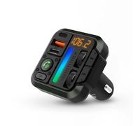 Nedis transmetteur audio FM pour voiture - fixe - libre - 1 " - écran ambre - Bluetooth - PD 18 W / PD 20 W - charge rapide - Bass Boost - Google Assistant / Siri - noir