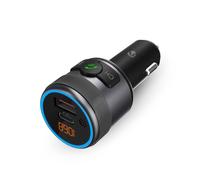 Nedis Transmetteur FM pour voiture - Fixe - libre - 1 " - écran ambre - Bluetooth - PD 18 W / PD 24 W - charge rapide - Bass Boost - Google Assistant / Siri - Noir