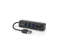 Nedis Hub USB – 5 ports USB 2.0 – 1 x USB-A, 3 x USB-A femelle – USB alimenté – SD et MicroSD