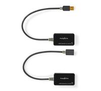Nedis USB Extender | USB 1.1 | 1x RJ45 femelle | 1x USB-A femelle | 1x USB-A mâle | 1x RJ45 femelle | 50 m | 12 Mbps | doré | rond | PVC | noir | emballage avec fenêtre NE550710950