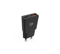 Nedis WCHA20BK ¿ Chargeur mural GaN 20 W double (USB-C PD + USB-A QC 3.0) noir