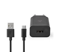 Nedis WCHAC242ABK Wall Charger | 1 x 2,4 A | Nombre de Sorties : 1 | Port Type : 1 x USB-A | USB Type-C™ (Loose) Câble | 1 m | 12 W | Sortie Unique