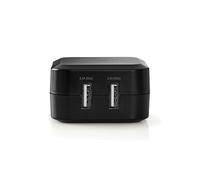 Nedis WCHAU484ABK Chargeur USB Universel Double Port 24W (5V/2.4A) Noir - Intérieur, 100-240V, 50/60Hz, 48x85x28mm