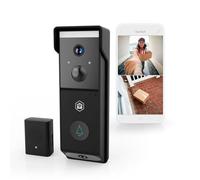 Nedis WIFICDP31BK | Sonnette Vidéo Wi-FI à Double Objectif | 4MP 1296p | Grand Angle 115° | Vision Nocturne Couleur | Audio Bidirectionnel | Détection de Mouvement | Batterie 4400 mAh | Noir