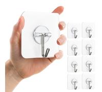 nedit Crochet Adhesif Mural (9 Pièces) - Crochet Collant - Kit De 9 Crochets Transparent De Haute Qualité - Solide Et Simple D’utilisation - Fixation Garantie