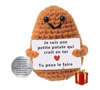 nedit Patate avec Message Positif - Idée Cadeau Original [Société Française] Cadeau Noël et Anniversaire Femme/Homme/Ado/Enfants - Patate Tricotée pour la Confiance en Soi - Gadget Insolite Rigolo