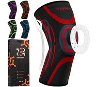 NeDKeN Genouillère - Genouillère de Compression, Orthèse de Soutien et Stabilisateur Ligamentaire pour le Sport, Genou, Ménisque, Douleur au Genou, Articulaire (Rouge, XL)