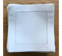12 Pieces White Napkins Hemstitched Cocktail Napkin for Party Wedding Table Cloth Linen Napkins Fabric Cotton Dinner Napkin