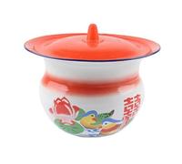 NEDLON Pot De Chambre en Acier Émaillé, Crachoir Toilettes Portatives avec Couvercles, Pots De Chevet pour Les Femmes Enceintes Unisexes Âgées (Color : A)