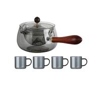 NEDLON Théière Rotative En Verre Avec Tasse À Thé, Ensemble De Théière Portable, Infuseur À Thé Rotatif À 360 Degrés, Pour Le Camping, Le Bureau, La Maison