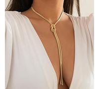 NEDOES Collier Serpent Plat réglable à Longue chaîne pour Femmes, Bijoux de tempérament de Mariage, Lien tissé, Ras du Cou, Poitrine, Cadeau