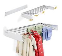 NEDOLUS Étendoir à linge pliable mural 100 cm - 6 tiges en aluminium résistant - Intérieur/Extérieur