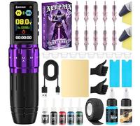 NEDPAIN Ensemble de stylos sans fil réglables pour machine à tatouer, 3,7 cm, 2400 mAh, fonction de pointillage et de mémoire, ensemble complet de stylos sans fil pour débutants et artistes