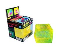 Nee Doh Cube Squishy Toys Anti Stress Sensory Squeeze Toy for Relieving Anxious Stress Toys, Squishy Fidget with Particle Sensory Toy for Adults Office, Autism Anxiety Relief Gift(B4 Yellow,5.5cm)