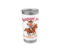 Née le 1er août Joyeux anniversaire à moi, une fille à cheval Gobelet isotherme en acier inoxydable double paroi