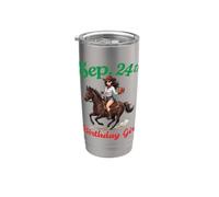 Née le 24 septembre Joyeux anniversaire, Girl Ride Horse Gobelet isotherme en acier inoxydable double paroi
