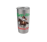 Née le 25 septembre Joyeux anniversaire, Girl Ride Horse Gobelet isotherme en acier inoxydable double paroi