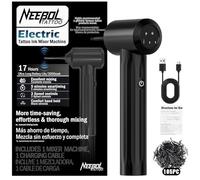 Neebol Mélangeur d'encre de tatouage rechargeable - Batterie longue durée de plus de 17 heures avec 3 réglages de vitesse, comprend 105 bâtons de mélange, agitateur électrique de pigments pour