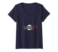 Need for Speed Cars Racing Compteur de Vitesse Graphique T-Shirt avec Col en V, Femme, Bleu Marine, M