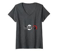 Need for Speed Cars Racing Compteur de Vitesse Graphique T-Shirt avec Col en V, Femme, Chiné Foncé, L
