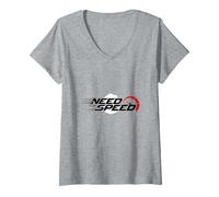 Need for Speed Cars Racing Compteur de Vitesse Graphique T-Shirt avec Col en V, Femme, Gris Chiné, M