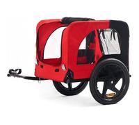 NEED Remorque de vélo pour chien en maille respirante avec 2 entrées, laisse interne, réflecteurs de sécurité, rouge