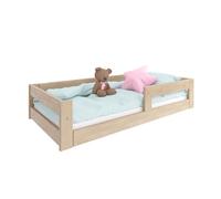 Need Sleep lit Montessori lit au Sol lit Enfant 90x180 cm avec barrière et sommier à Lattes lit bébé lit Bas lit Simple en Bois Fille Garcon 2 Ans