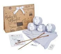 Needle It® Kit de tricot pour couverture de bébé 100% coton - Kit complet pour débutant avec aiguilles à tricoter - Idée Cadeau (Bleu ciel) - Cadeau de naissance - Tuto vidéo inclus - Made in France B