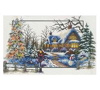 Needleart World Ladybird Maison d'hiver, Point de Croix env. 51 x 32 cm, Set Complet pour Un Tableau de Broderie carré, Hobby Artisanal pour Adultes et Enfants à partir de 8 Ans, Toile, Multicoloured