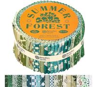 Needles Quilt Studio Lot de 40 bandes de tissu jelly roll pour quilting, 6,3 x 111,8 cm, lots de bandes de coton, jelly roll de tissu pour matelassage et couture, prédécoupes (forêt d’été)