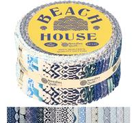Needles Quilt Studio Lot de 40 bandes de tissu jelly roll pour quilting, 6,3 x 111,8 cm, lots de bandes de coton, jelly roll de tissu pour matelassage et couture, prédécoupes (maison de plage)