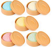 Needoh, 5 PCS Coloré Dumpling Balles Anti-Stress Fidget Jouet Sensoriel, Presser la Boule de Pâte Soulagement du Stress à Main, Chignon avec Cuiseur Vapeur Jouets Bureau Extensibles