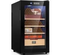 NEEDONE Armoire électrique 300 pièces, fabriquée avec étagères et tiroir en bois de cèdre espagnol avec hygromètre, éclairage LED, fonction de refroidissement, cadeau pour homme