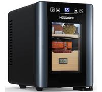 NEEDONE Cave à cigares électrique 8 L avec système de contrôle silencieux de chauffage et de refroidissement, refroidisseur thermostatique avec étagères en bois de cèdre espagnol et tiroir avec