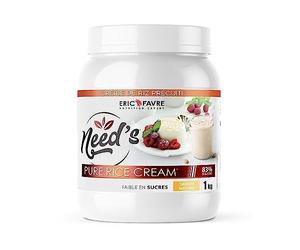 NEED'S PURE RICE CREAM - 100% Crème de Riz, Source de Glucides (80% de Glucides) - Sans Sucre - 1kg - Saveur Nature - Eric Favre
