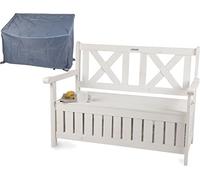 needs&wants® Banc de Jardin en Bois résistant aux intempéries avec Espace de Rangement et Couverture, Banc Coffre 2 Places, Banc de Parc Jardin extérieur avec Coffre