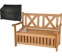 needs&wants® Banc de Jardin en Bois Résistant aux Intempéries avec Espace de Rangement et Couverture, Coffre 2 Places, pour Parc et Extérieur
