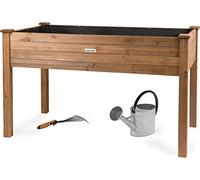 Needs&Wants® Carré Potager en Bois, Lit de Jardin surélevé sur Pieds XL, Kit Jardinière en Bois rectangulaire avec Film Non tissé pour Jardin Balcon Terrasse extérieur, Brun Marron